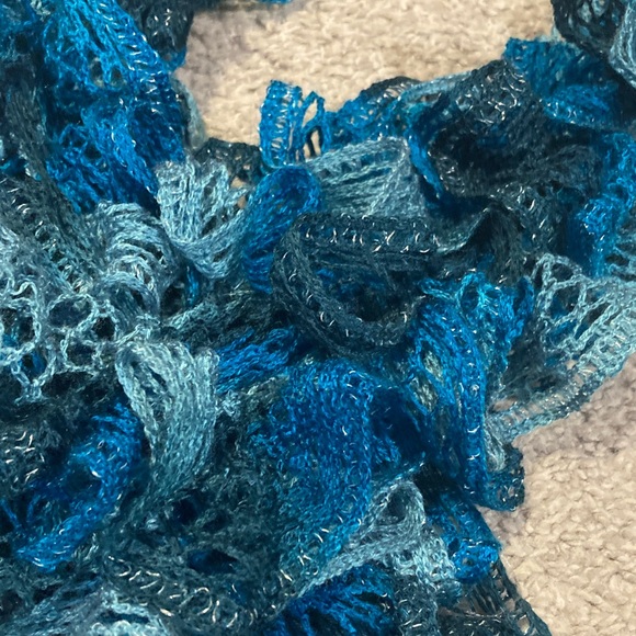 Blue Ruffled Knit Scarf - Picture 2 of 3